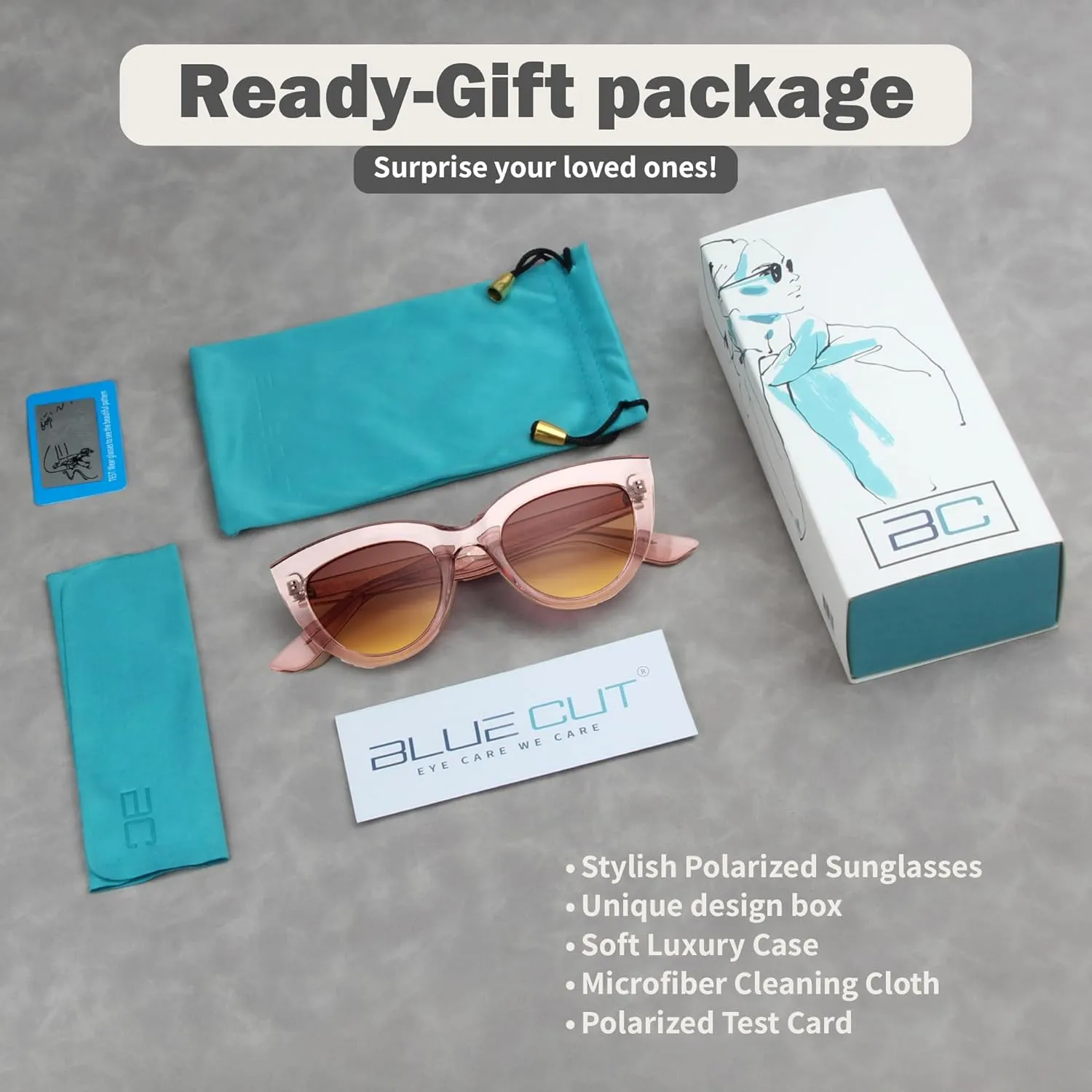 BLUE CUT Women Polarized Sunglasses Trendy Vintage Classic Style UV-400 Protection