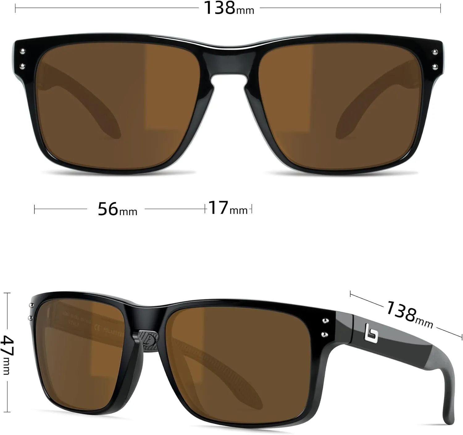 Bnus italy made classic sunglasses corning real glass lens w. polarized option