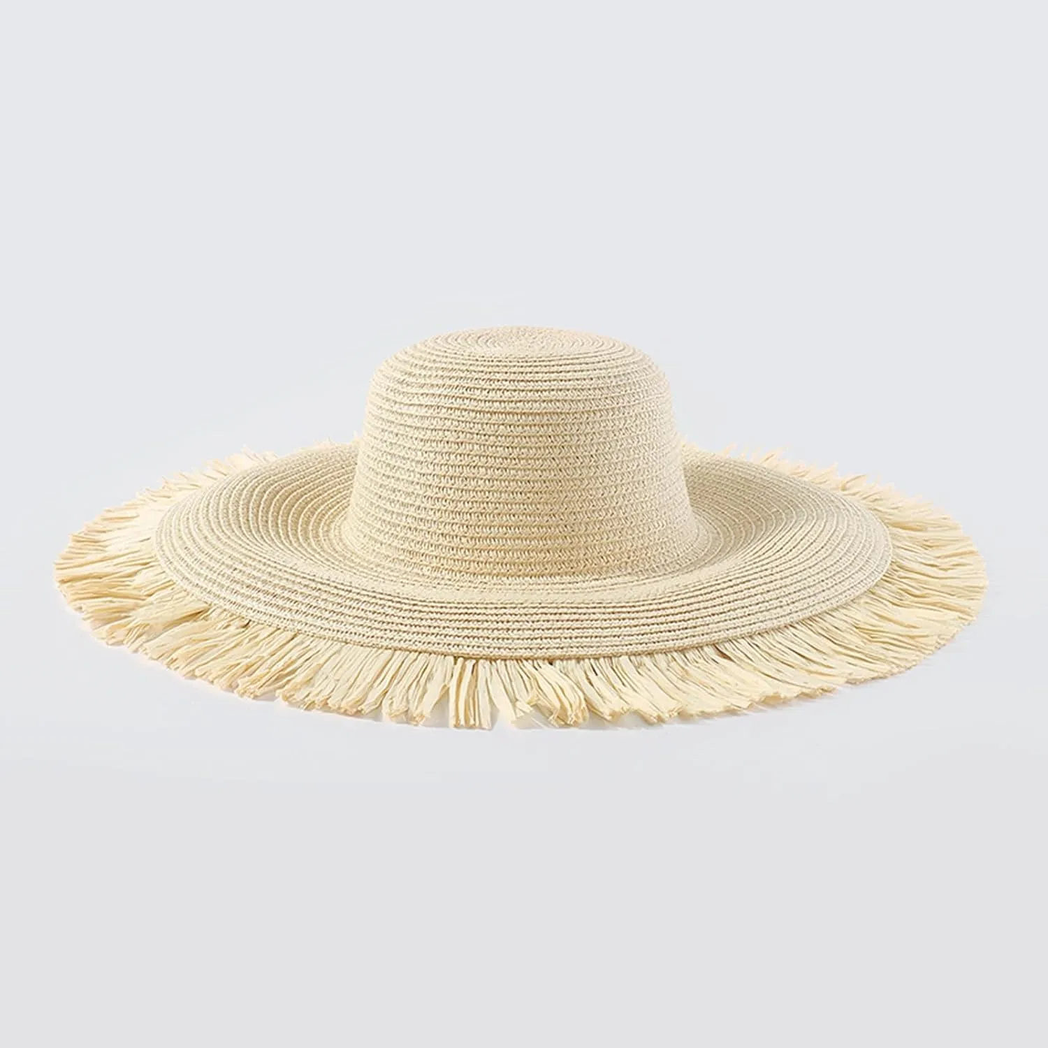 Bohemian Foldable Straw Hats Travel Fringe Wide Brim Boho Fishing Hiking Outdoors Tribe Sun Hat for Women Sun Visor
