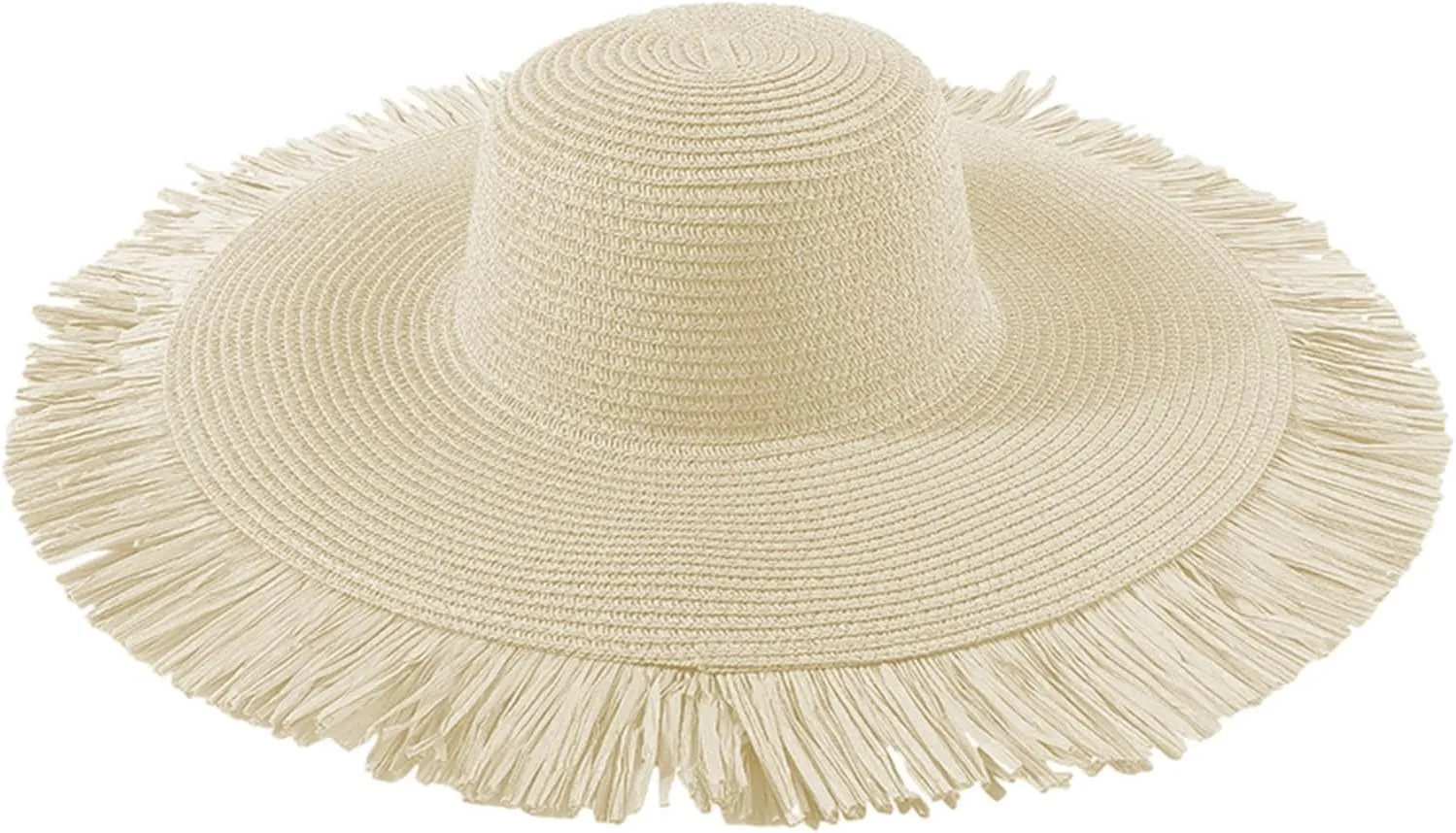 Bohemian Foldable Straw Hats Travel Fringe Wide Brim Boho Fishing Hiking Outdoors Tribe Sun Hat for Women Sun Visor