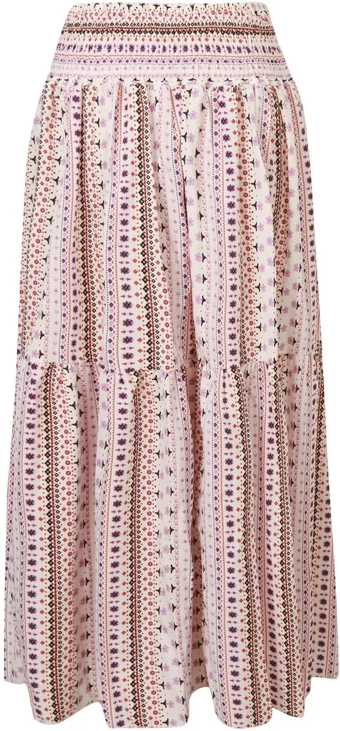 Boho Long Skirts for Women 2025 Summer Elastic High Waisted Flowy Swing A-Line Floral Maxi Skirt