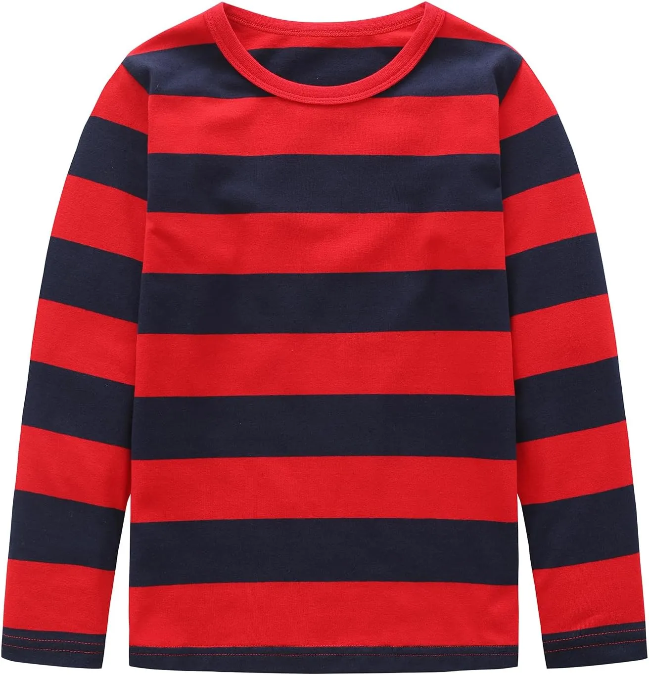 Boys Rainbow Striped Shirts for Kids Long Sleeve Cotton T-Shirts O-Neck Tops