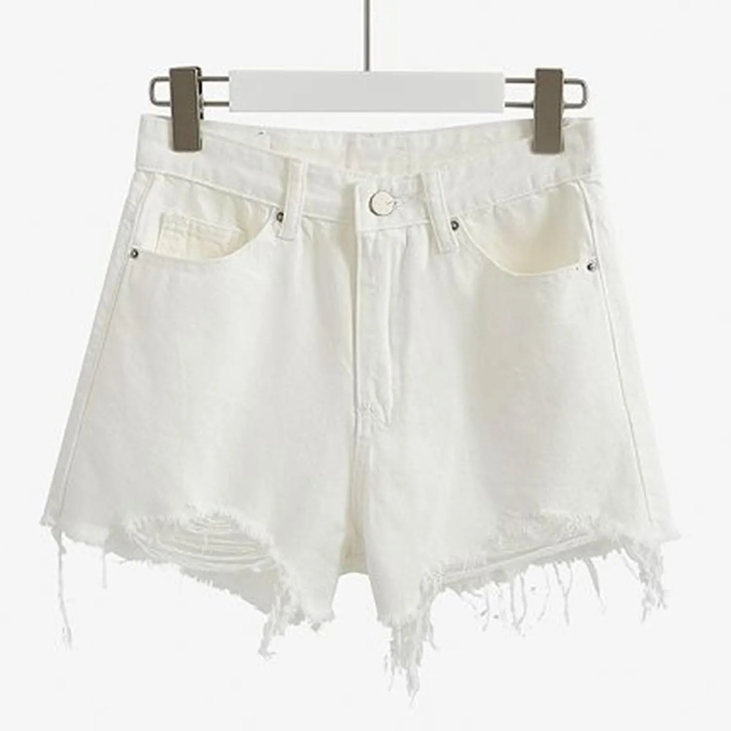 BTDECLAR Women's High Waisted Jean Shorts Ripped Stretchy Casual Summer Cutoff Shorts Distressed Frayed Raw Hem Denim Shorts