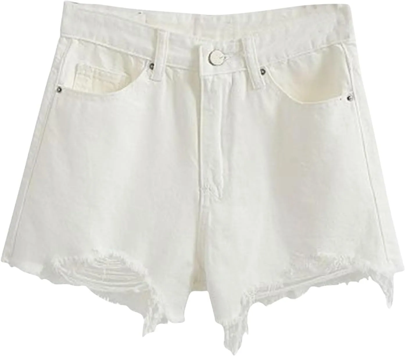 BTDECLAR Women's High Waisted Jean Shorts Ripped Stretchy Casual Summer Cutoff Shorts Distressed Frayed Raw Hem Denim Shorts
