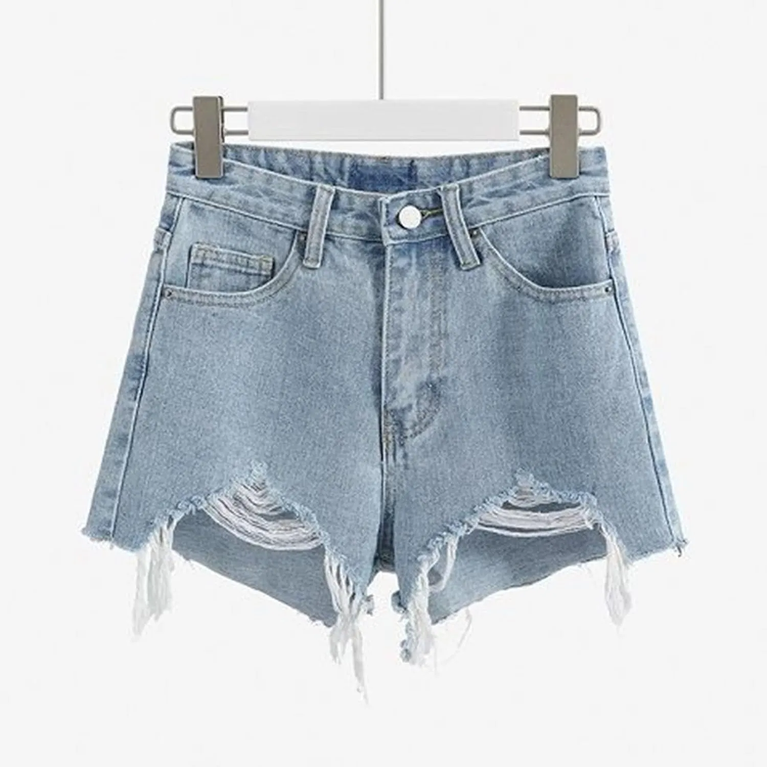 BTDECLAR Women's High Waisted Jean Shorts Ripped Stretchy Casual Summer Cutoff Shorts Distressed Frayed Raw Hem Denim Shorts