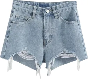 BTDECLAR Women's High Waisted Jean Shorts Ripped Stretchy Casual Summer Cutoff Shorts Distressed Frayed Raw Hem Denim Shorts
