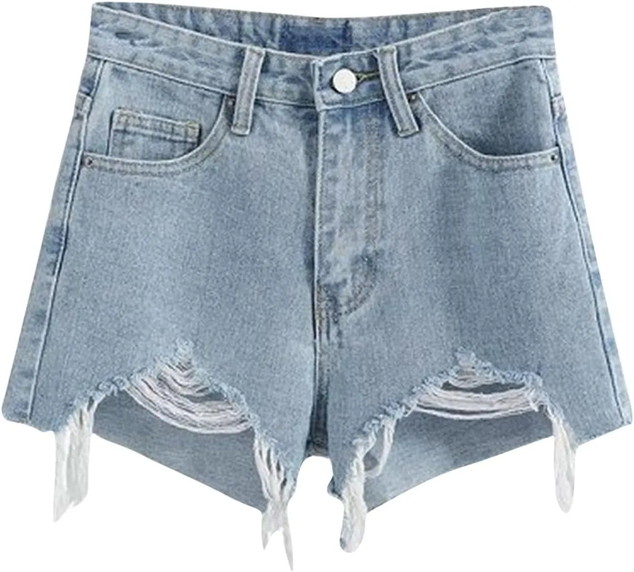 BTDECLAR Women's High Waisted Jean Shorts Ripped Stretchy Casual Summer Cutoff Shorts Distressed Frayed Raw Hem Denim Shorts