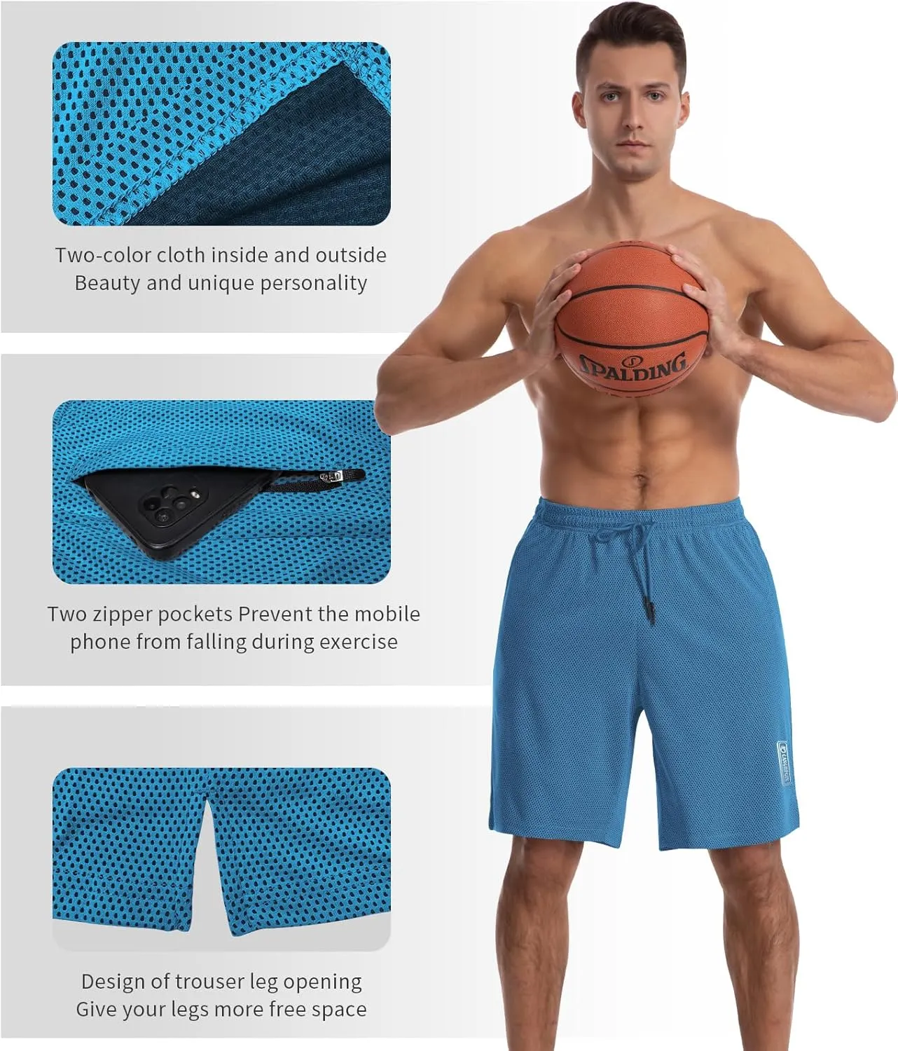 CANGHPGIN Mens Athletic Wear Mesh Basketball Shorts with Pockets, Quick Dry Gym Shorts 9 inch Running Workout Shorts for Men