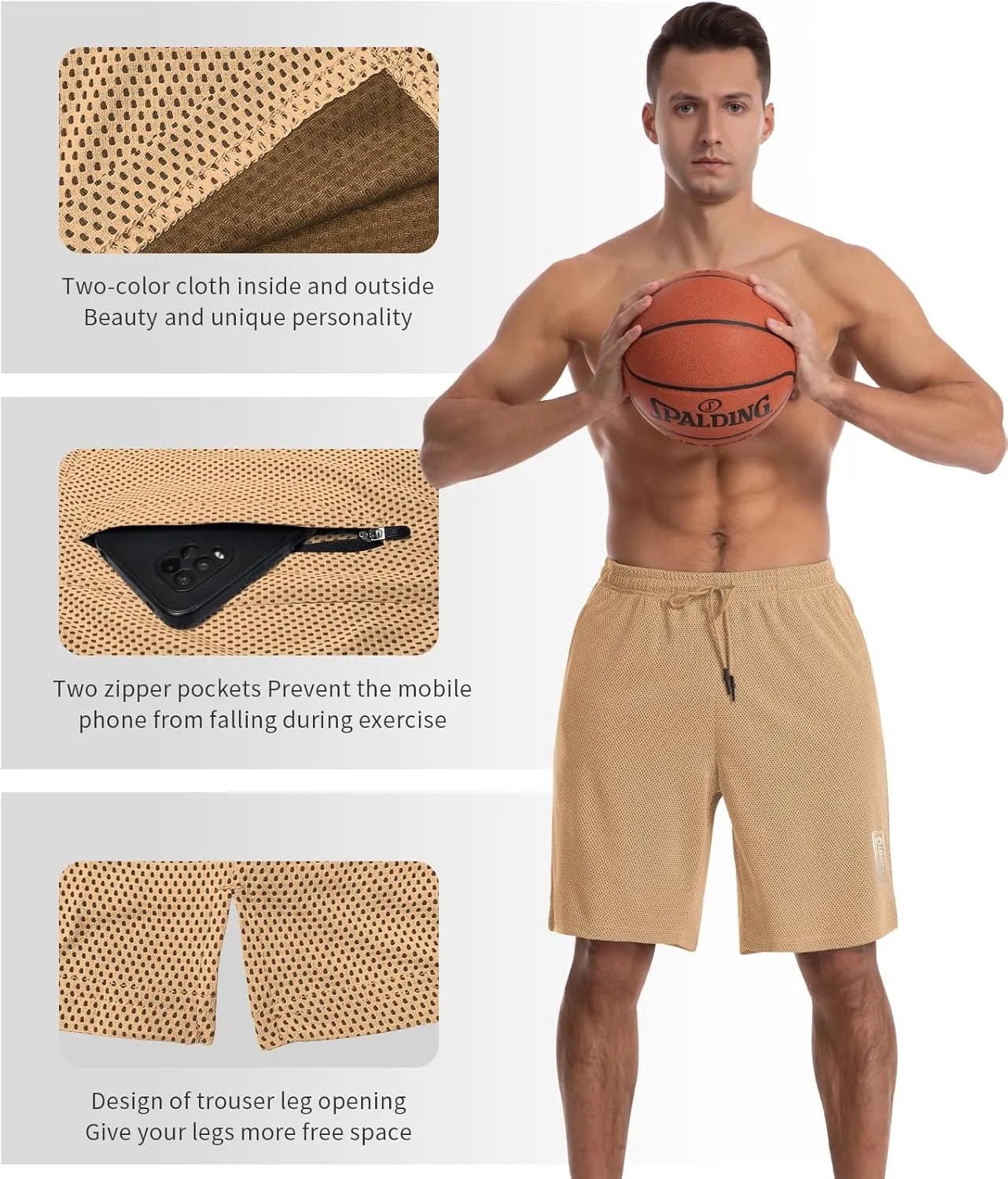 CANGHPGIN Mens Athletic Wear Mesh Basketball Shorts with Pockets, Quick Dry Gym Shorts 9 inch Running Workout Shorts for Men