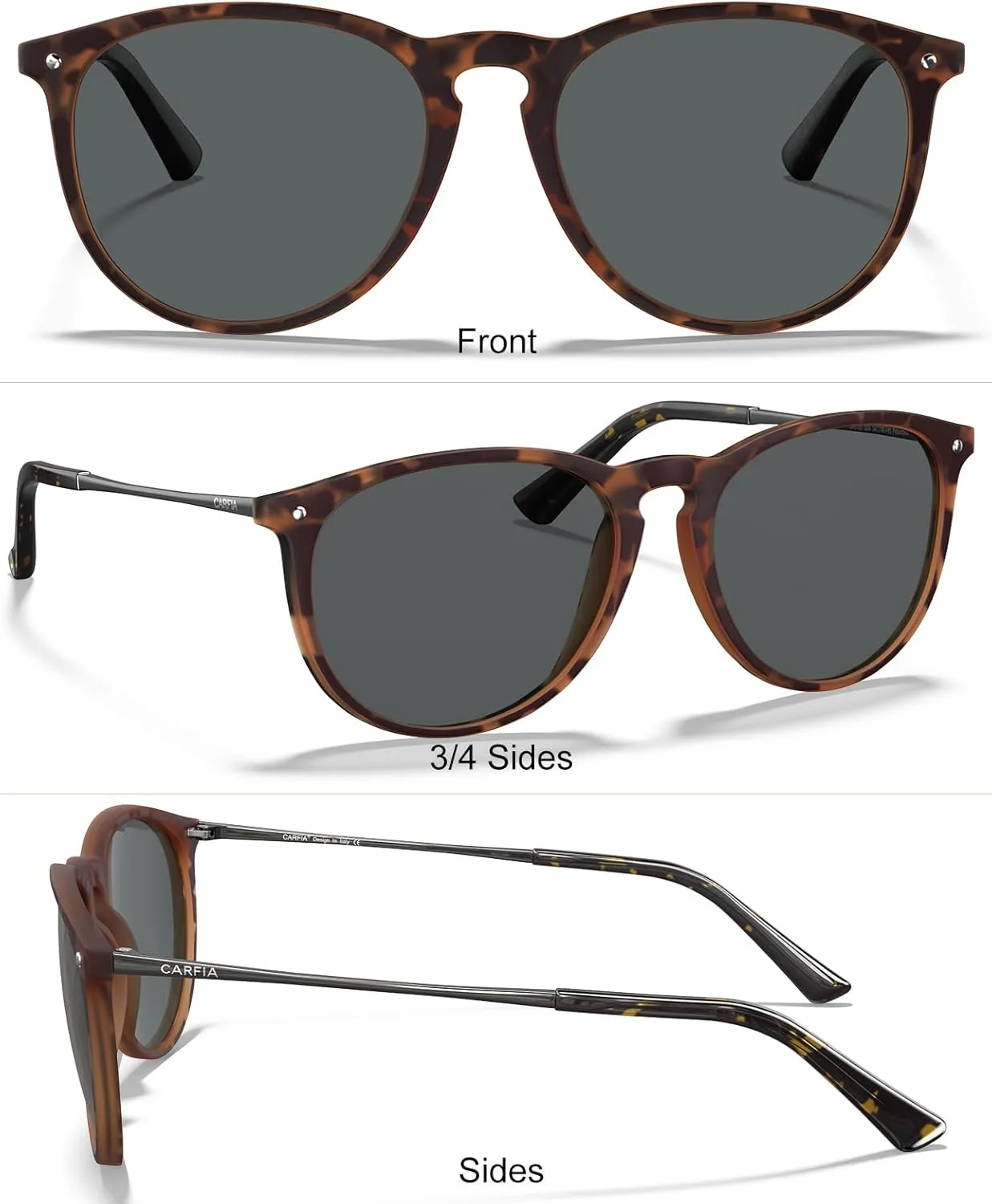 CARFIA Trendy Sunglasses for Women Polarized UV Protection Classic Retro Style CA5100