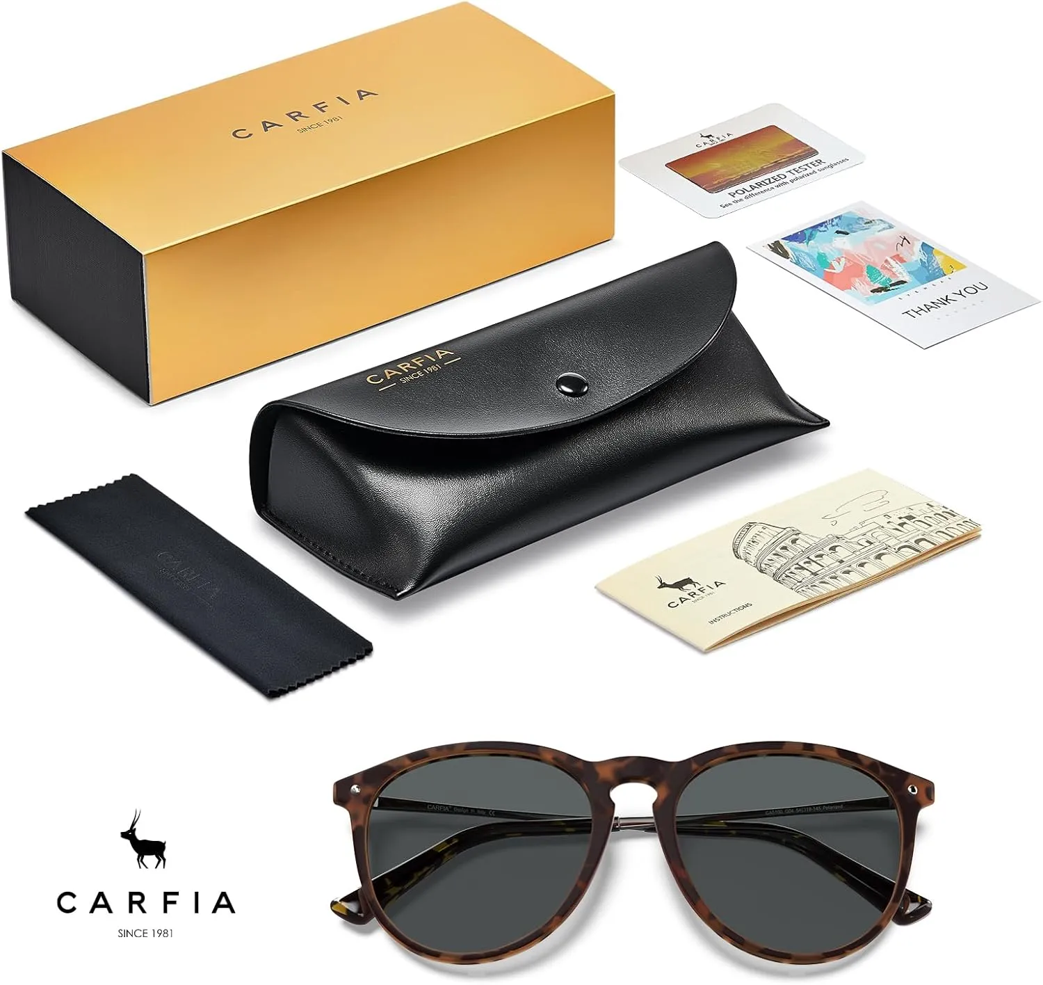 CARFIA Trendy Sunglasses for Women Polarized UV Protection Classic Retro Style CA5100