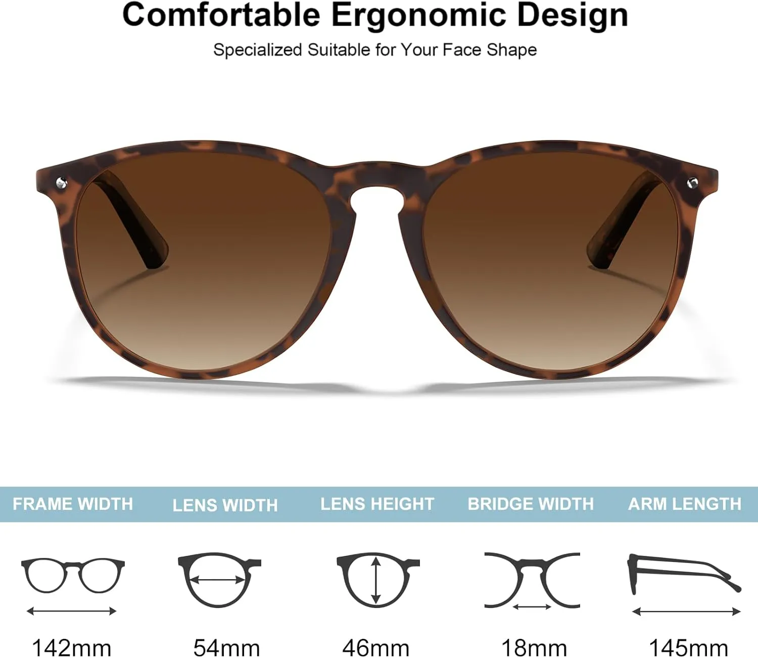 CARFIA Trendy Sunglasses for Women Polarized UV Protection Classic Retro Style CA5100