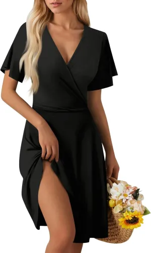 Casual Dresses for Women 2025 Flutter Resort Casual Brunch Sexy Daily Wear Swing Picnic Short Sleeve Outfits
