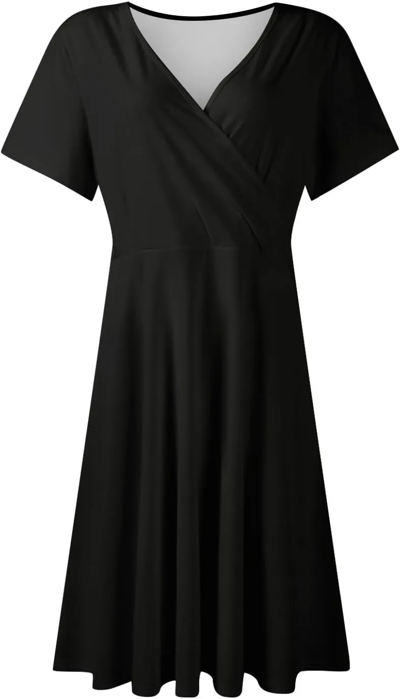 Casual Dresses for Women 2025 Flutter Resort Casual Brunch Sexy Daily Wear Swing Picnic Short Sleeve Outfits