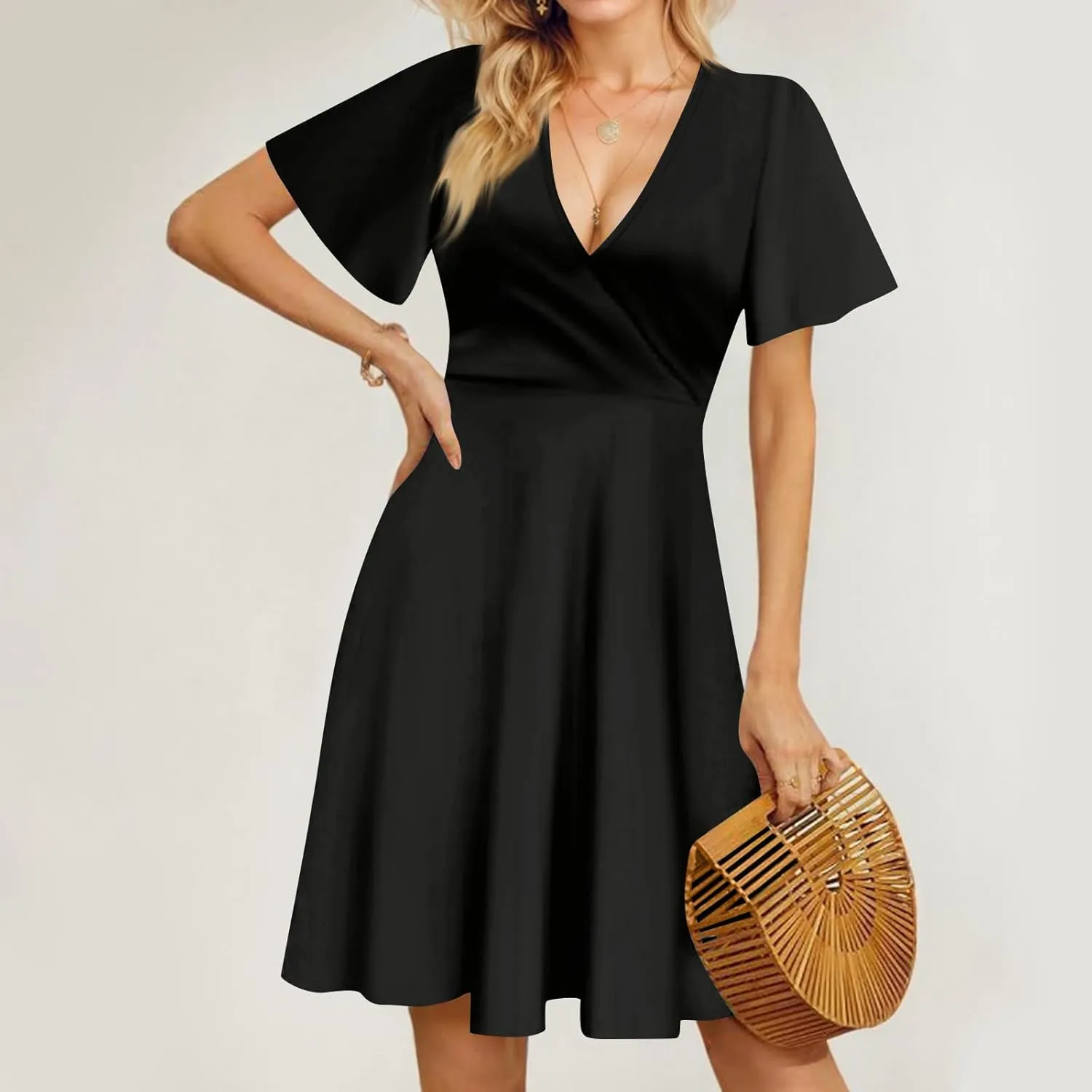 Casual Dresses for Women 2025 Flutter Resort Casual Brunch Sexy Daily Wear Swing Picnic Short Sleeve Outfits
