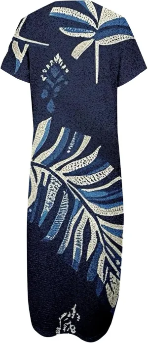 Casual Summer Dresses for Women 2025,Women's Summer Casual Maxi Floral Printed Dress V Neck Baggy Vacation Dress