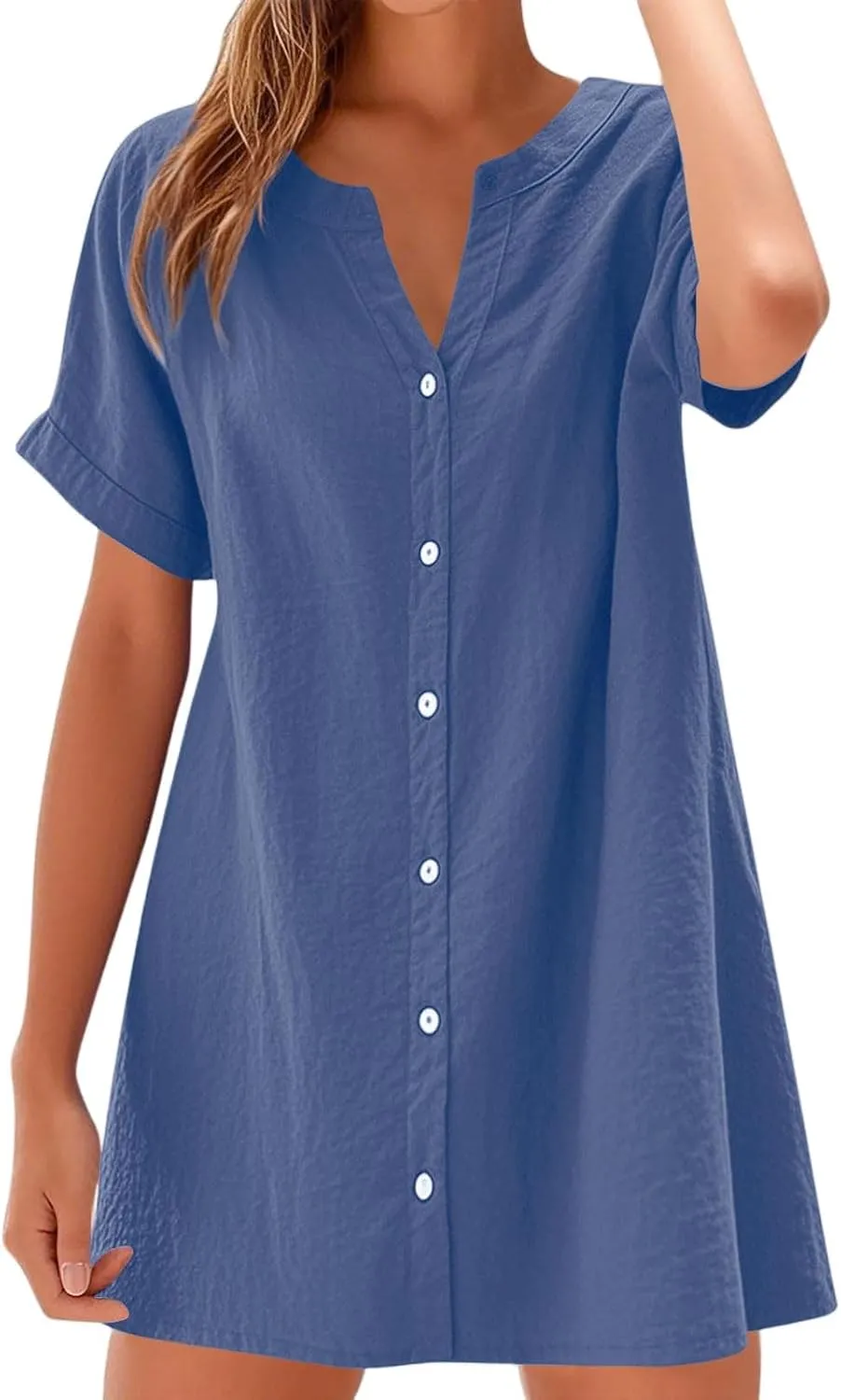 Casual Tshirt Dresses for Women Short Sleeve V Neck Mini Dress Business Casual Outfits Floral Shift Mini Sundress