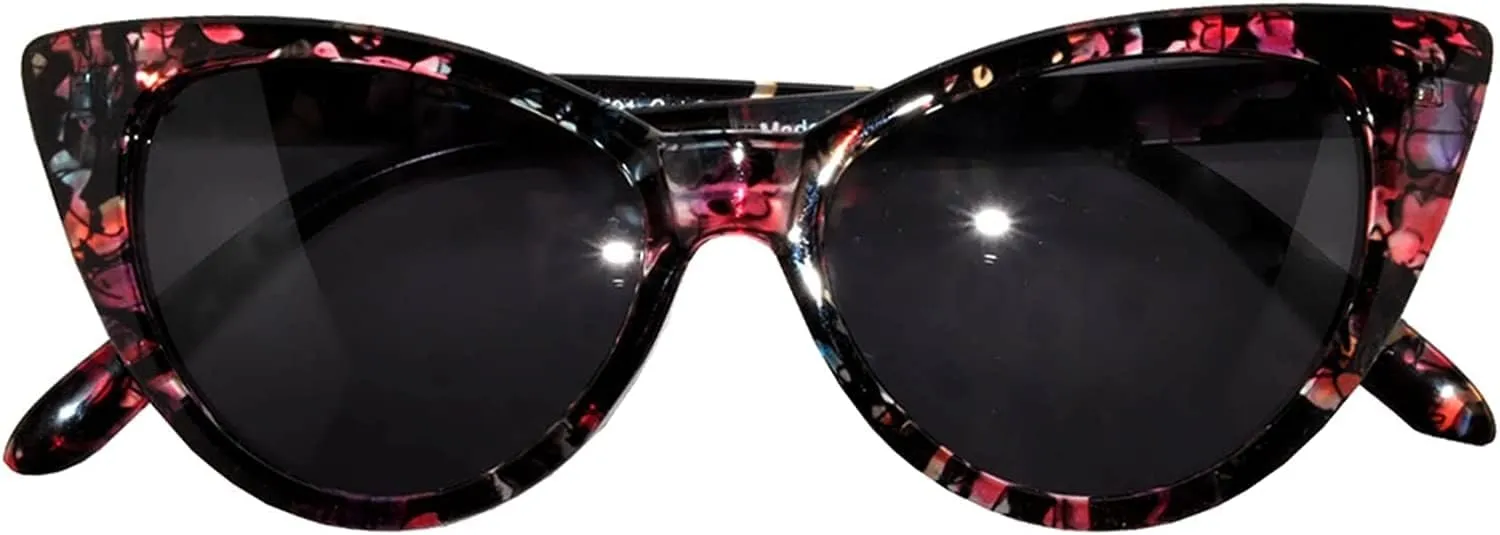 Cateye Sunglasses for Women Classic Vintage High Pointed Winged Retro Design