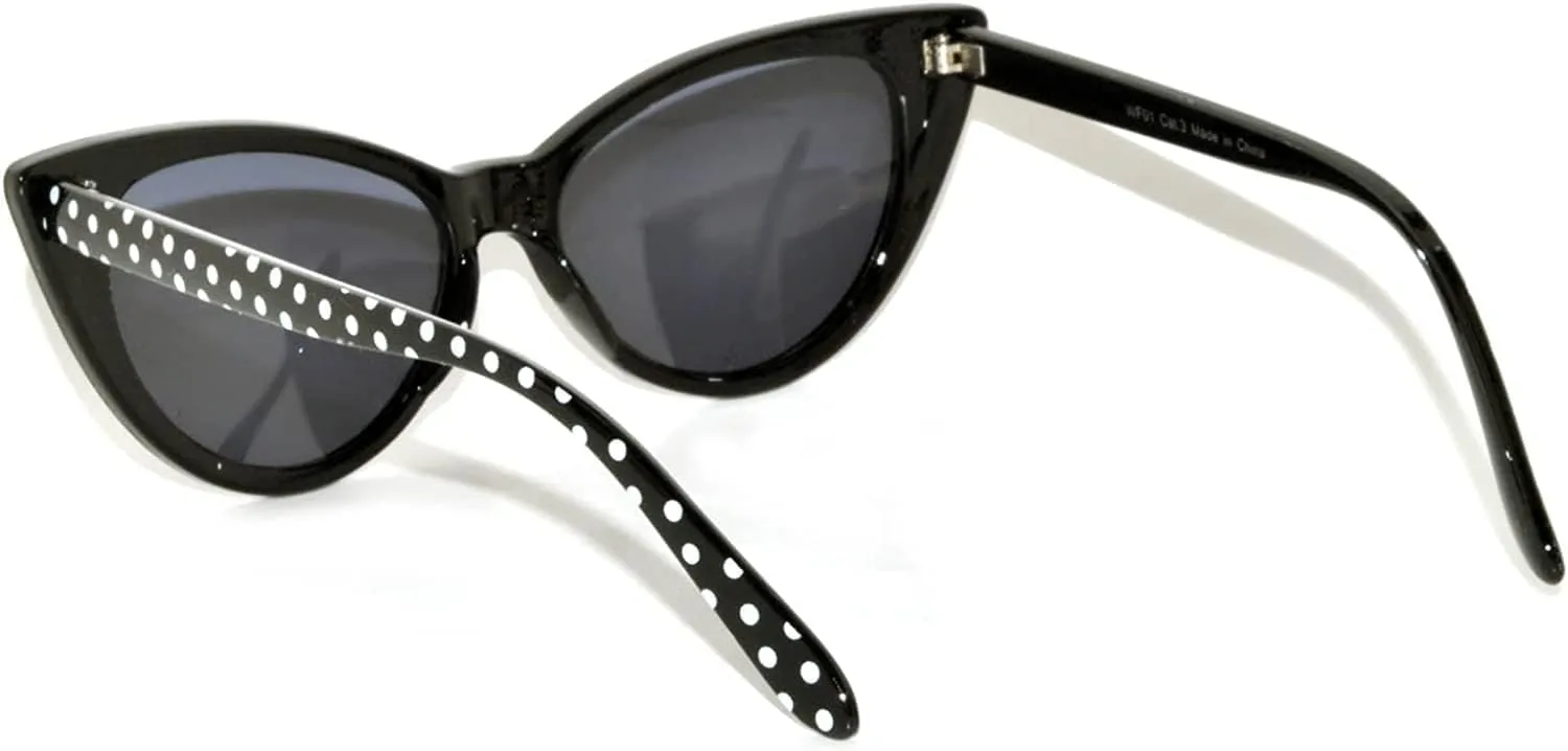 Cateye Sunglasses for Women Classic Vintage High Pointed Winged Retro Design