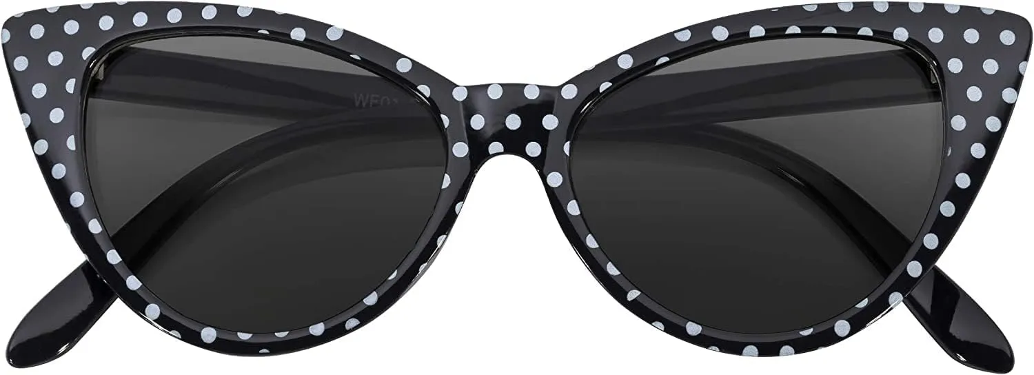 Cateye Sunglasses for Women Classic Vintage High Pointed Winged Retro Design