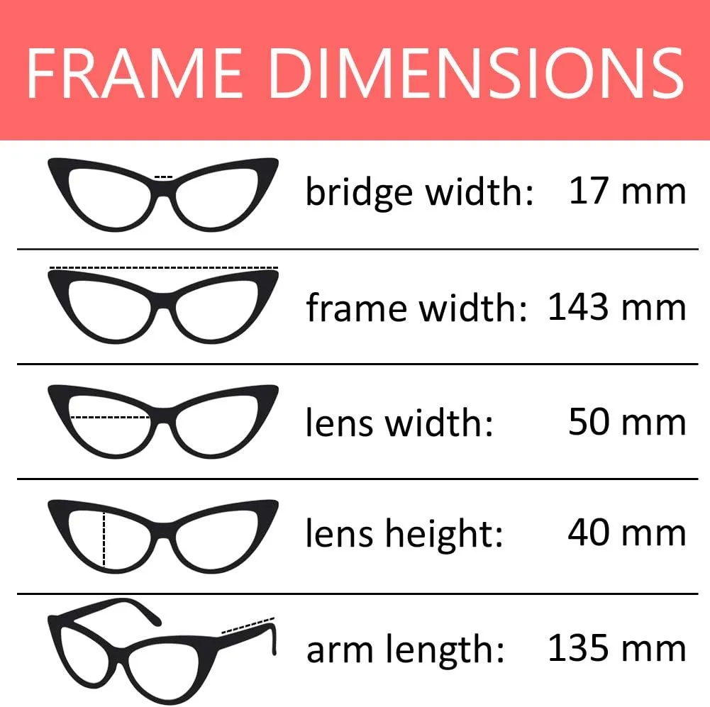 Cateye Sunglasses for Women Classic Vintage High Pointed Winged Retro Design