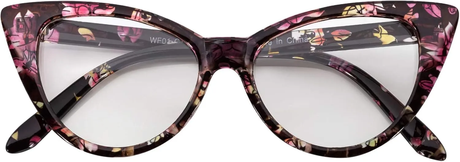 Cateye Sunglasses for Women Classic Vintage High Pointed Winged Retro Design