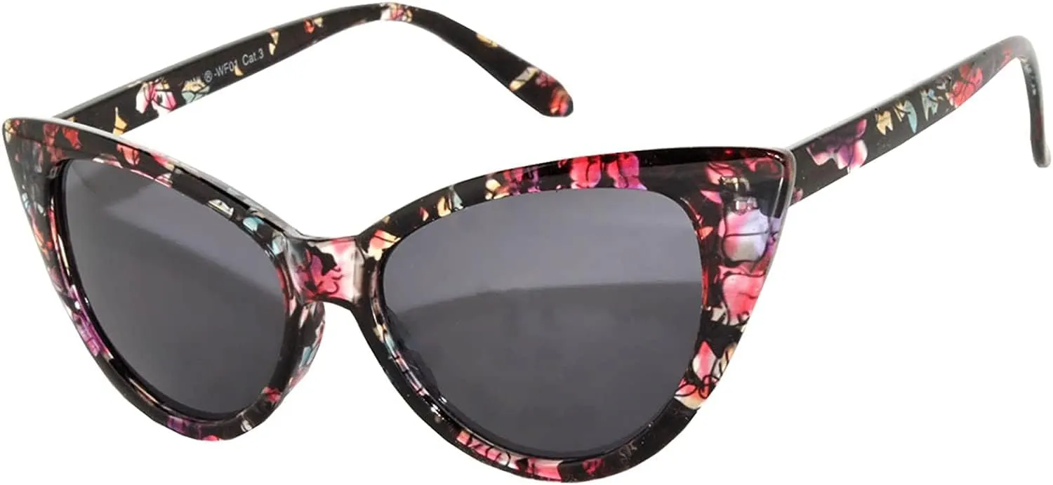 Cateye Sunglasses for Women Classic Vintage High Pointed Winged Retro Design