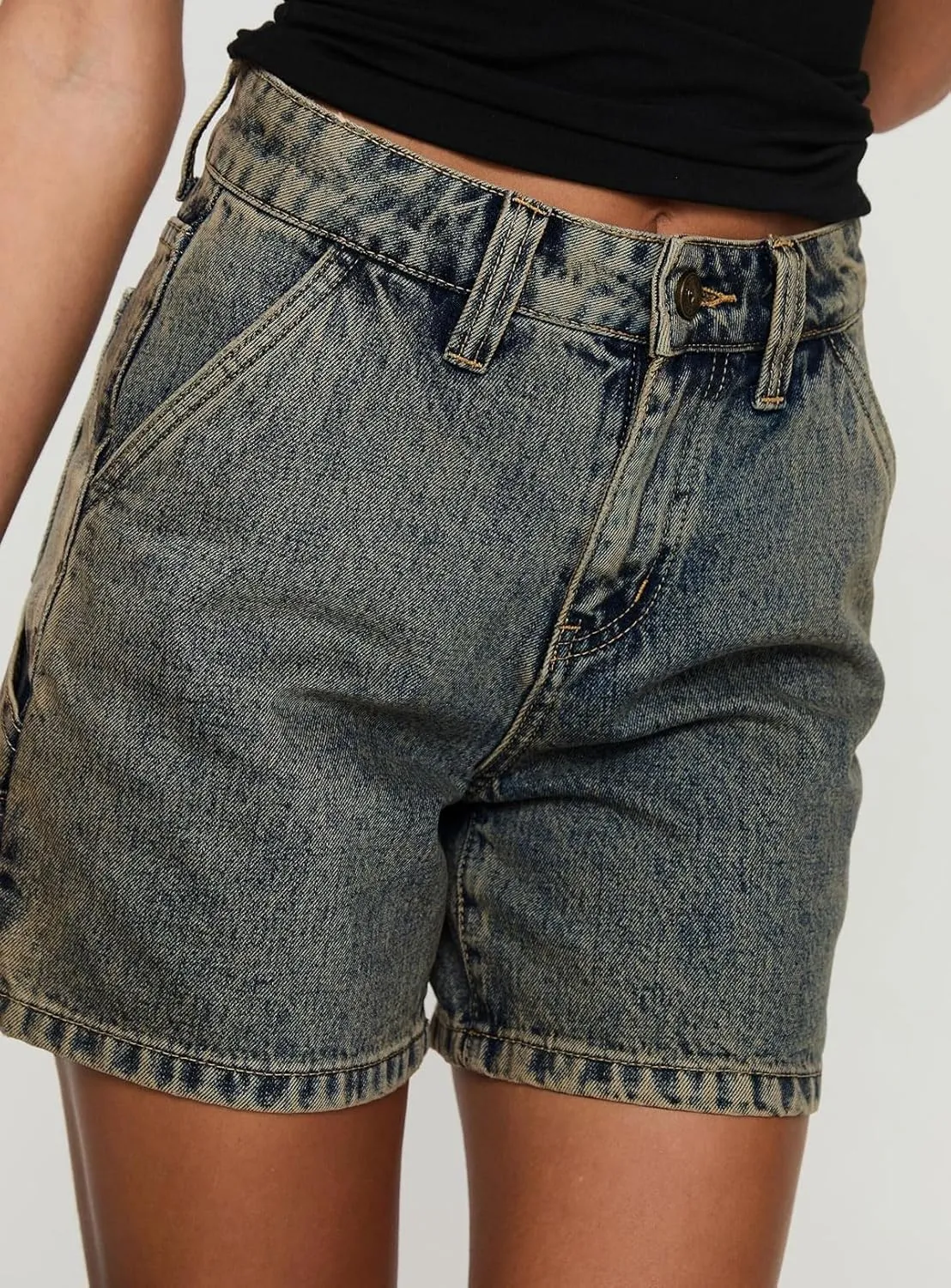CHARTOU Women High Waisted Jean Shorts Summer Baggy Y2k Wide Leg Cargo Denim Shorts