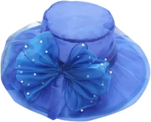 Church Dress Hat for Women Black Church Fascinators Bridal Tea Wedding Hat Wide Brim