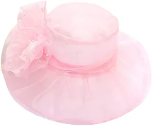 Church Dress Hat for Women Black Church Fascinators Bridal Tea Wedding Hat Wide Brim