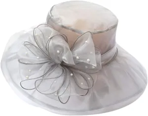 Church Dress Hat for Women Black Church Fascinators Bridal Tea Wedding Hat Wide Brim