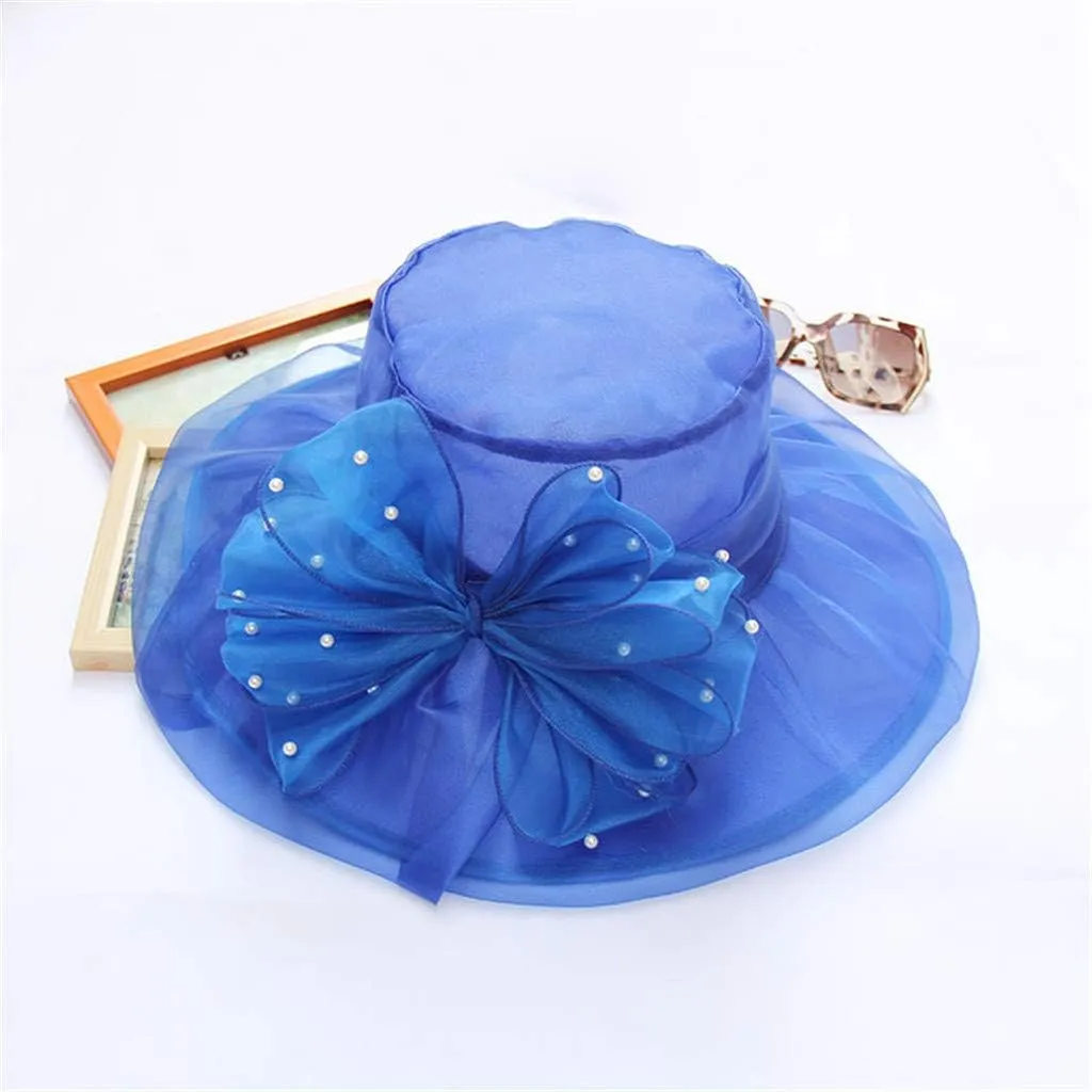 Church Dress Hat for Women Black Church Fascinators Bridal Tea Wedding Hat Wide Brim