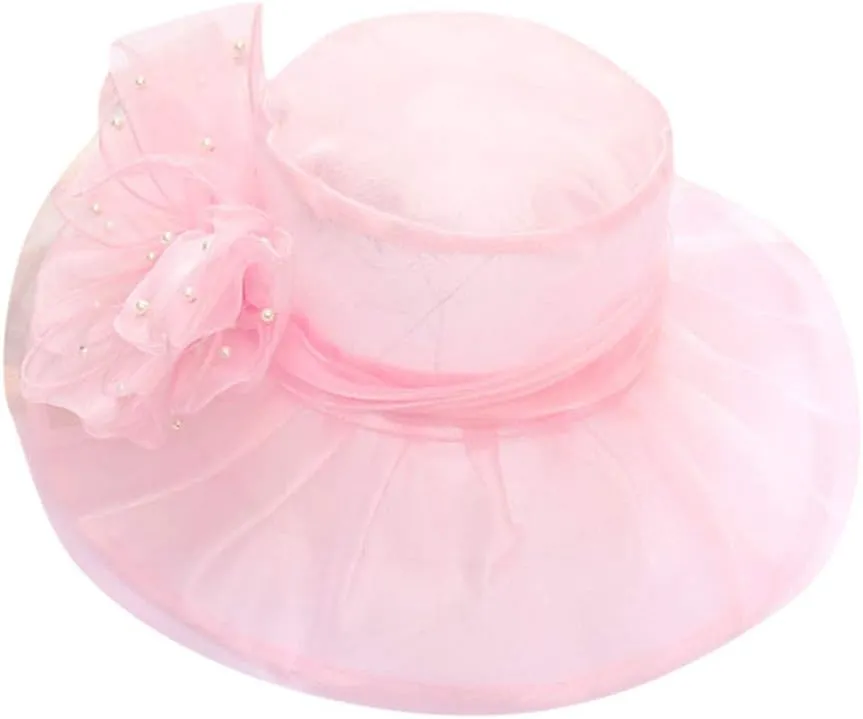 Church Dress Hat for Women Black Church Fascinators Bridal Tea Wedding Hat Wide Brim