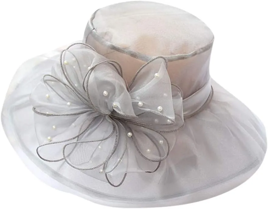 Church Dress Hat for Women Black Church Fascinators Bridal Tea Wedding Hat Wide Brim