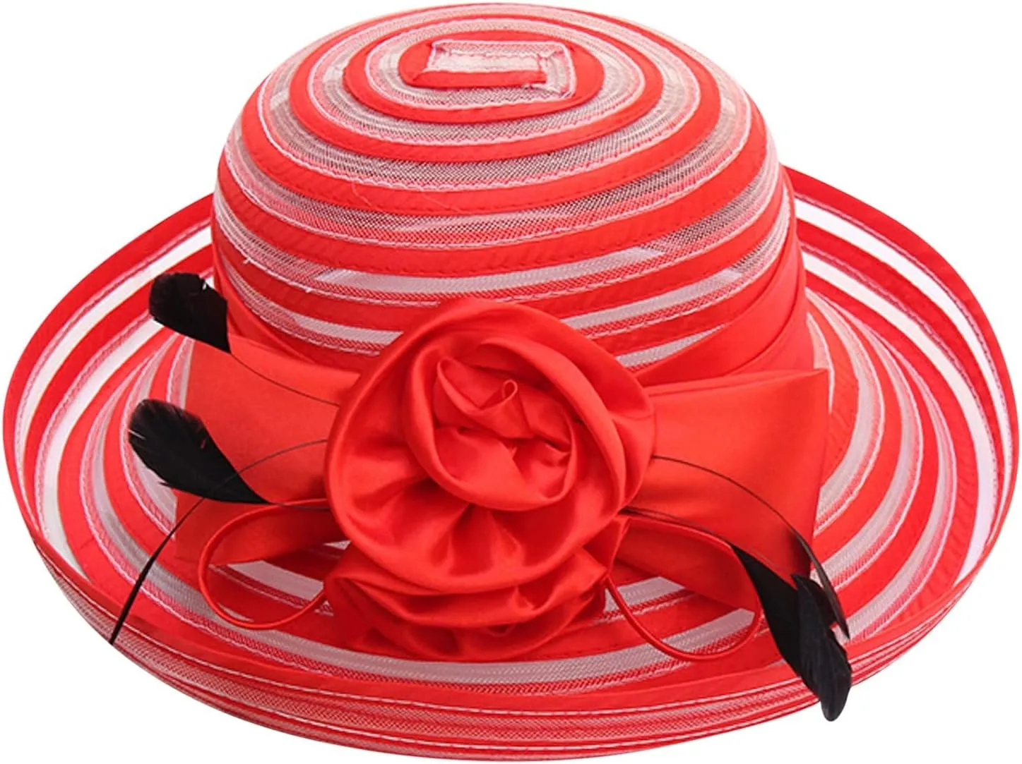 Church Hats for Women 2024 Elegant, Womens Summer Sunhat Packable Wide Brim Hats Organza Derby Sun Hat