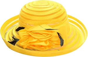 Church Hats for Women 2024 Elegant, Womens Summer Sunhat Packable Wide Brim Hats Organza Derby Sun Hat