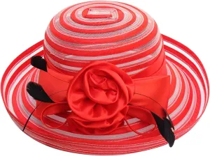 Church Hats for Women 2024 Elegant, Womens Summer Sunhat Packable Wide Brim Hats Organza Derby Sun Hat