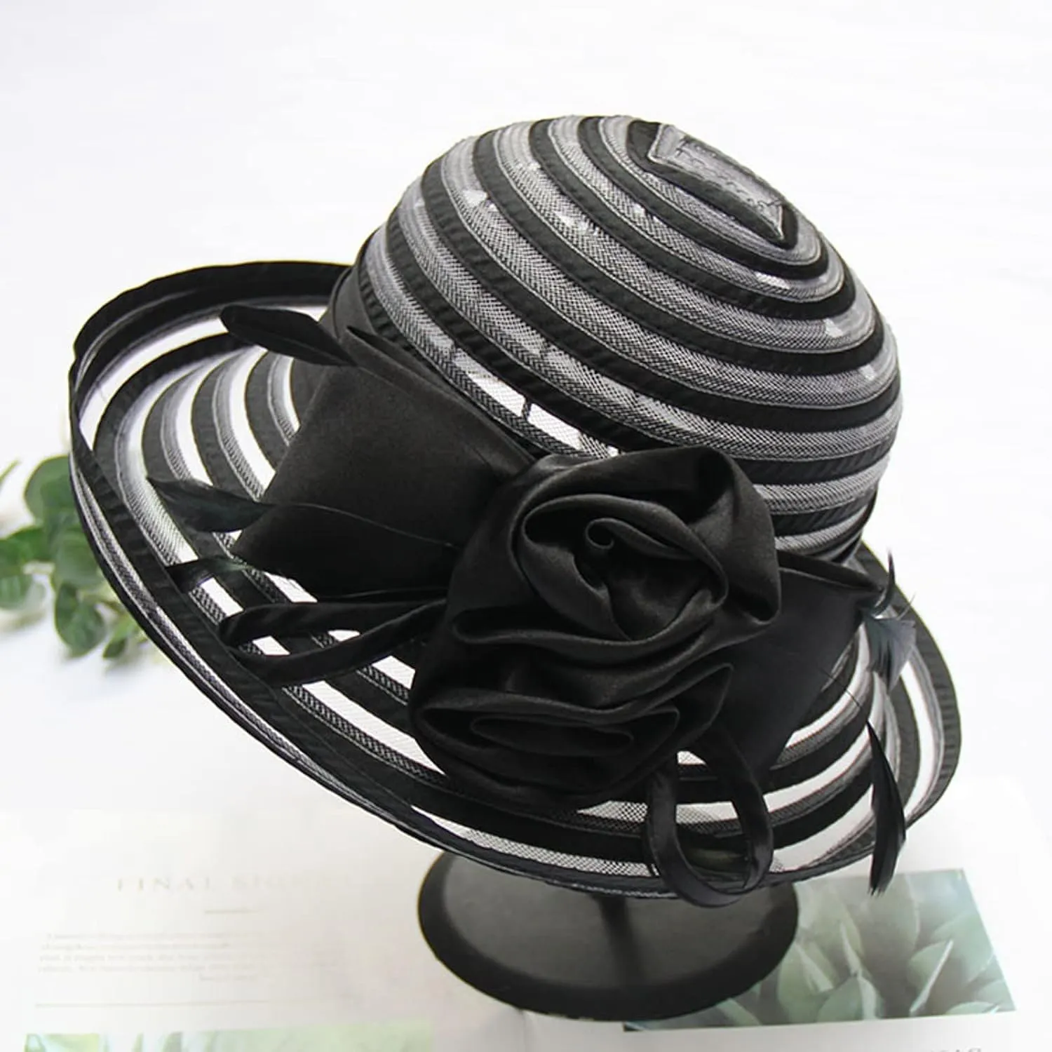 Church Hats for Women 2024 Elegant, Womens Summer Sunhat Packable Wide Brim Hats Organza Derby Sun Hat