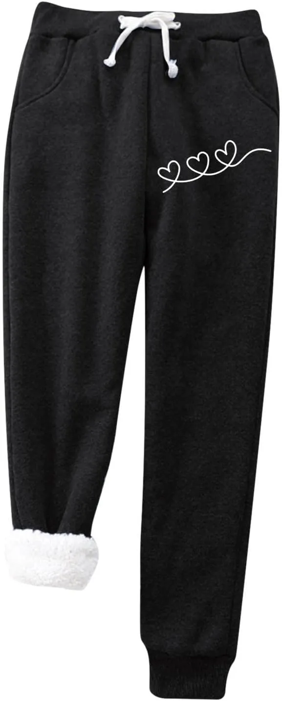 Cinch Bottom Sweatpants for Women Sherpa Fleece Lined Loose Fit Drawstring Joggers Track Pants with Pockets Trousers Gym Y2k