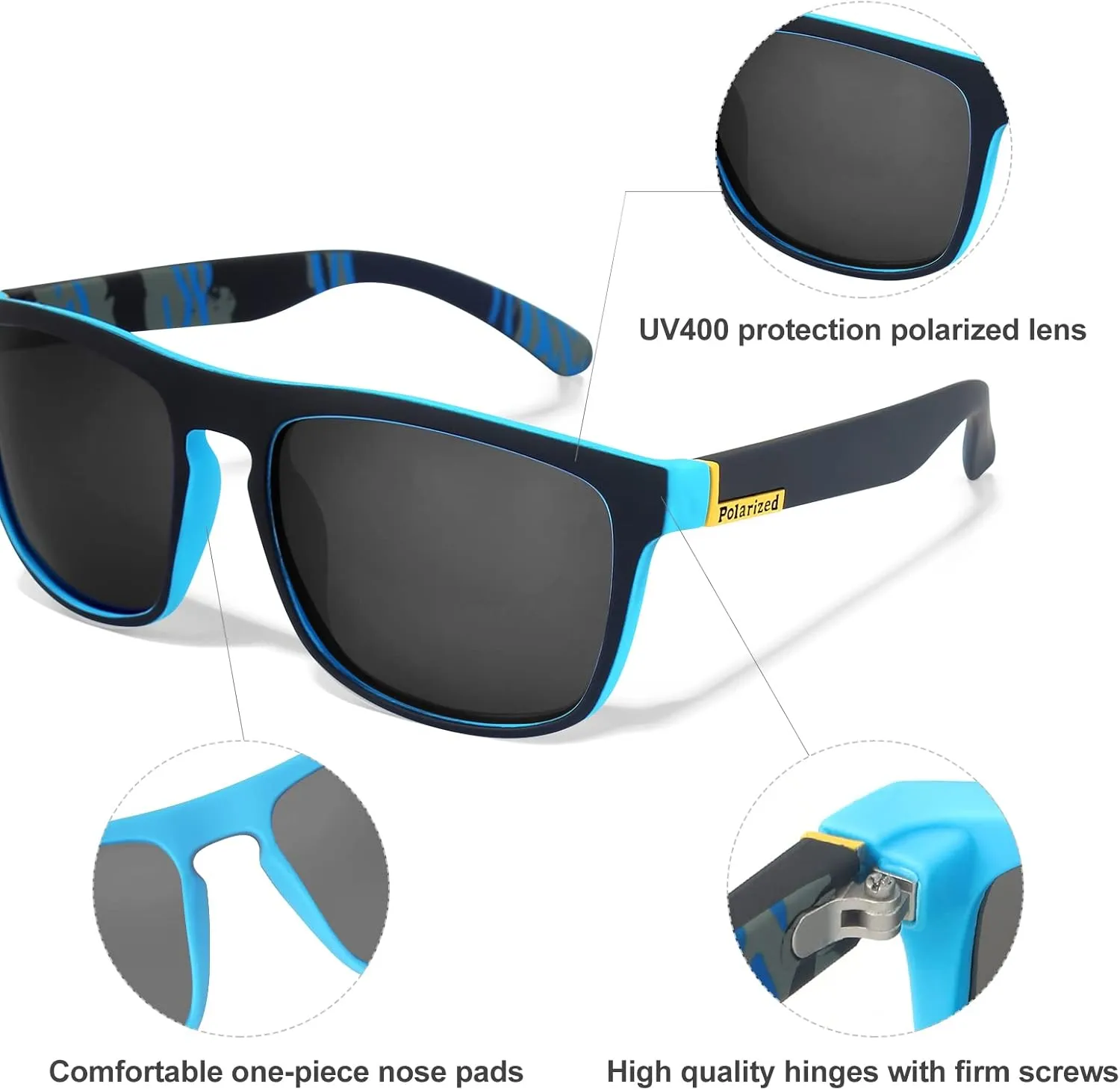 Classic Polarized Sunglasses for Men Women Retro Lens Sports Glasses UV Protection for Driving Fishing Cycling Running