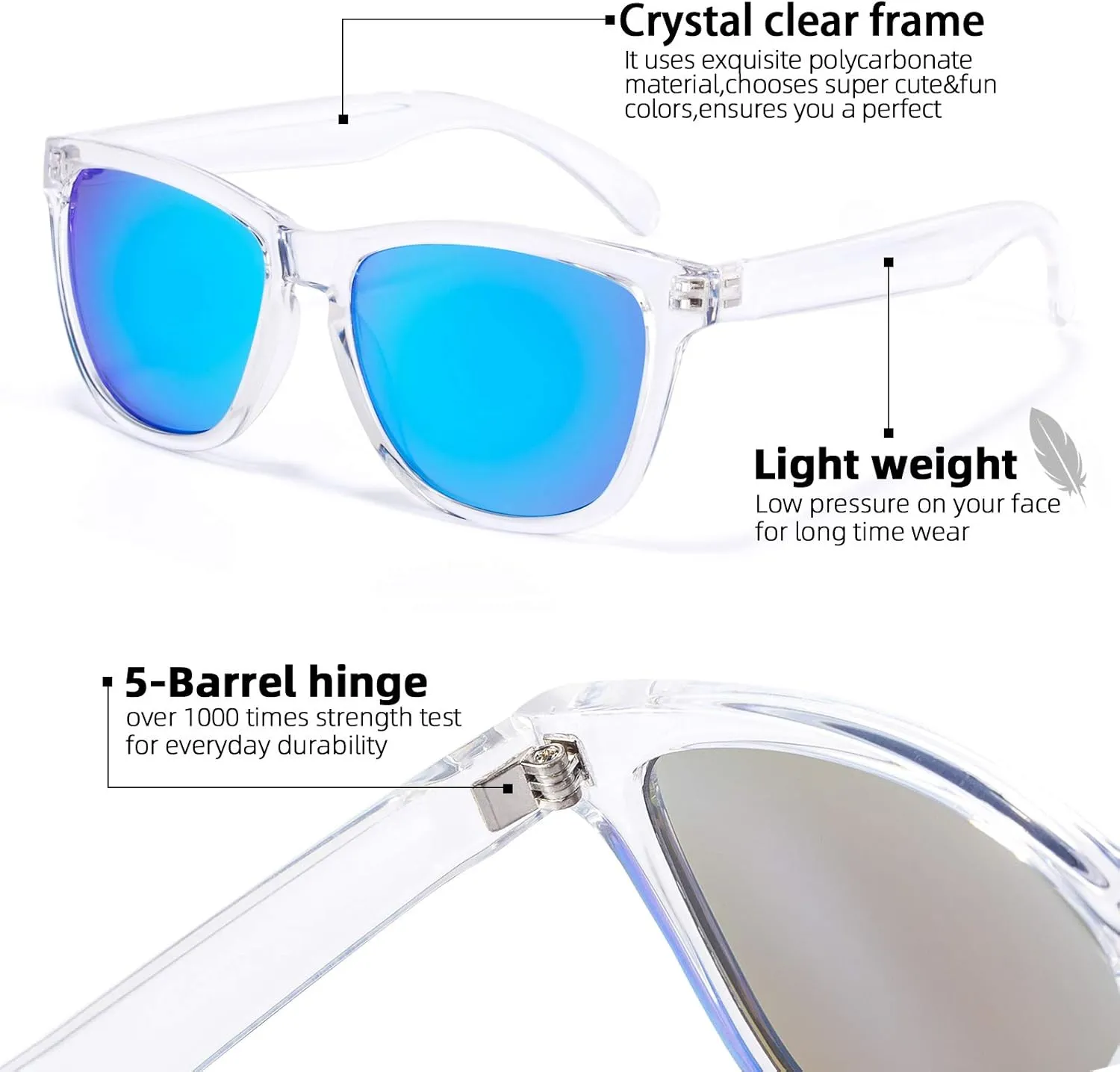 COLOSSEIN Sunglasses Womens,Classic Square Frame UV400 Mirrored Lens,Sunglasses Fit For Beach,Vacation,Driving