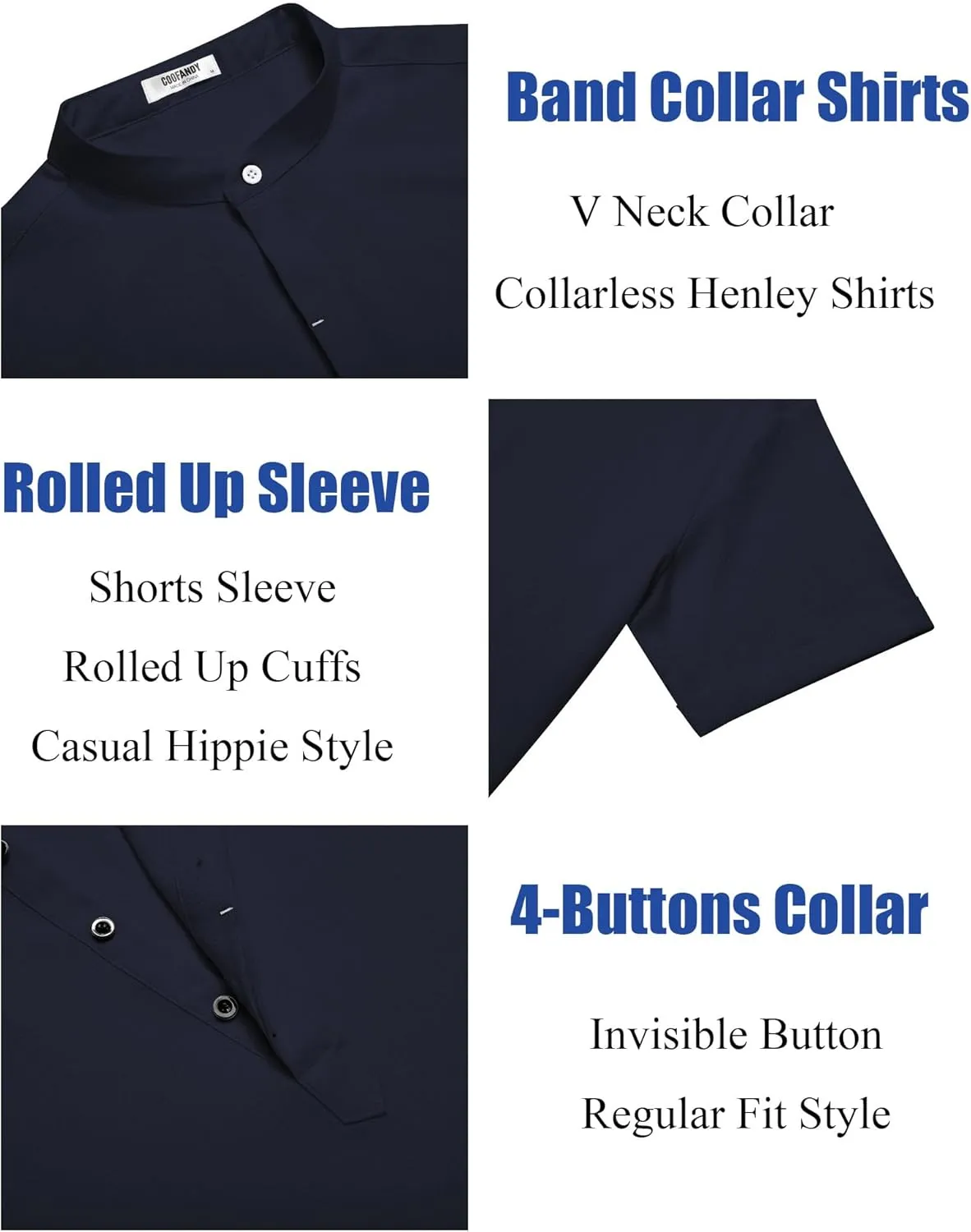 COOFANDY Men's Linen Henley Shirt Short Sleeve Casual Summer Beach Hippie T Shirts