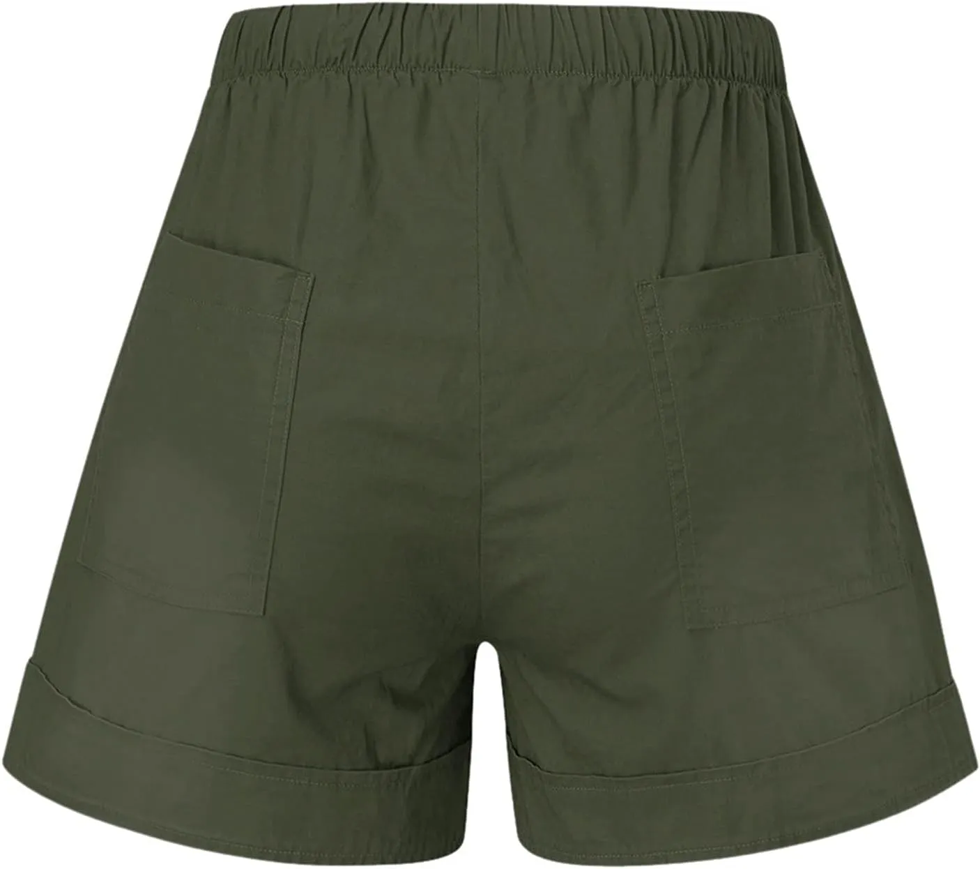 Cotton Shorts for Women High Waisted Outdoor Shorts Knee Length Trendy Drawstring Hiking Shorts with Pockets