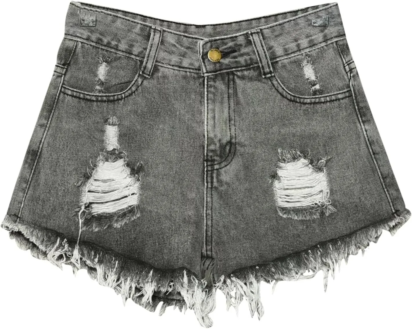 Denim Shorts for Women Mid-High Waisted Ripped Denim Jean Shorts Frayed Hem Stretchy Summer Hot Short Pants