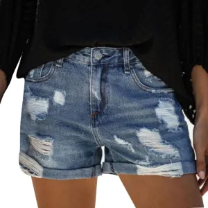 Denim Shorts for Women Stylish High Waisted Jean Shorts 2024 Summer Hem Distressed Short Jeans Causal Comfy Jean Shorts