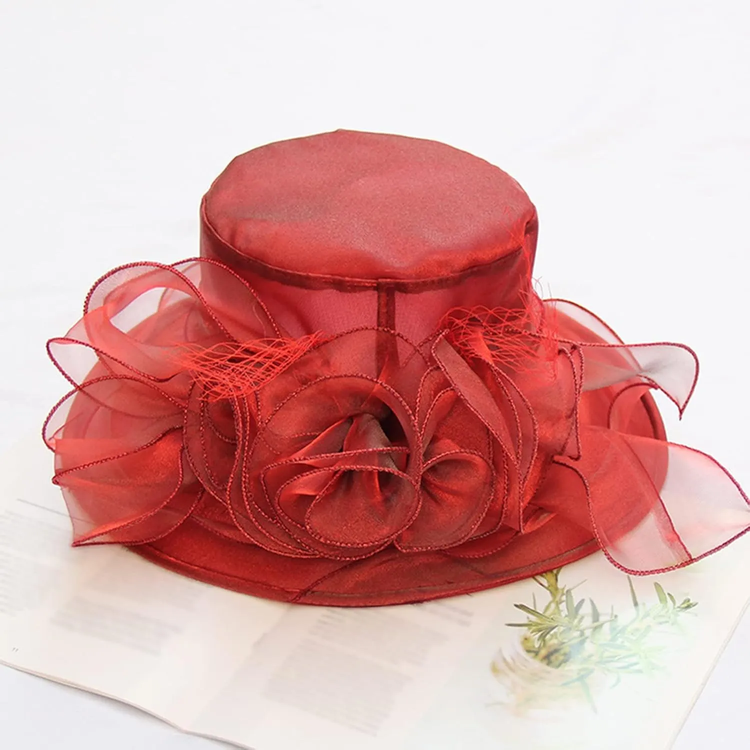 Derby Pillbox Wide Brim Church Hat Tea Party Fascinator Hat for Women for 𝙲ocktail Wedding 2025