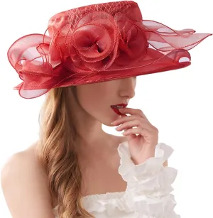 Derby Pillbox Wide Brim Church Hat Tea Party Fascinator Hat for Women for 𝙲ocktail Wedding 2025