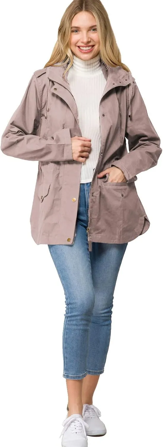 Design by Olivia Women's Lightweight Front Zipper Solid Utility Anorak Hoodie Vest/Jacket