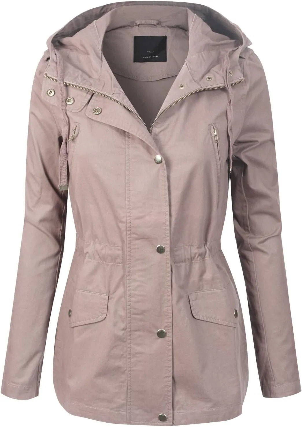 Design by Olivia Women's Lightweight Front Zipper Solid Utility Anorak Hoodie Vest/Jacket