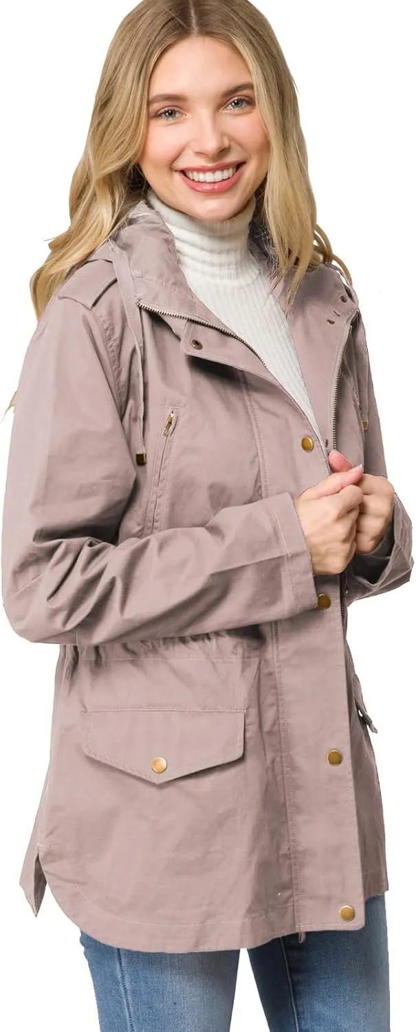 Design by Olivia Women's Lightweight Front Zipper Solid Utility Anorak Hoodie Vest/Jacket